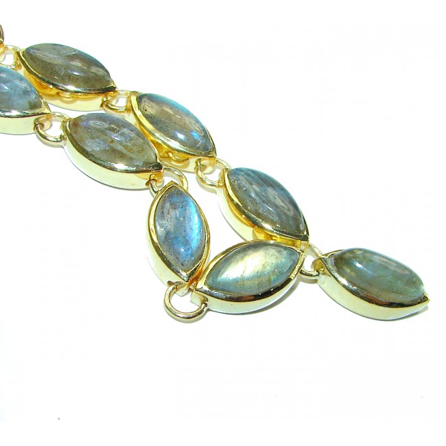 Shinning Moon Labradorite 14K Gold over .925 Sterling Silver entirely handcrafted necklace