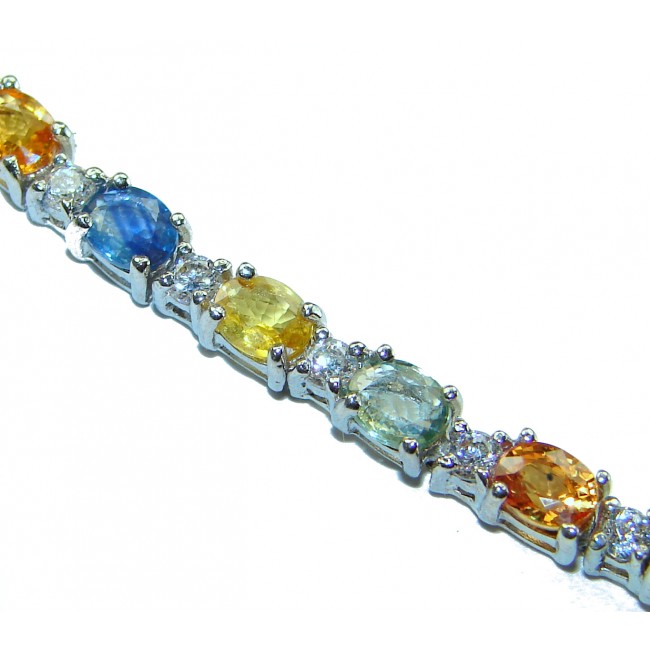 Luxurious natural 19.8 carat multicolor Sapphire .925 Sterling Silver handcrafted Bracelet