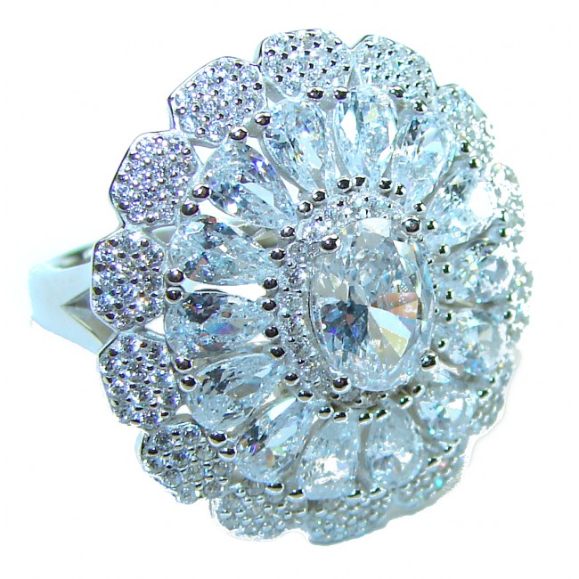 Radiant Femininity 18.5 carat White Topaz .925 Sterling Silver handcrafted ring size 6 1/2