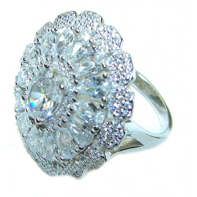 Radiant Femininity 18.5 carat White Topaz .925 Sterling Silver handcrafted ring size 6 1/2