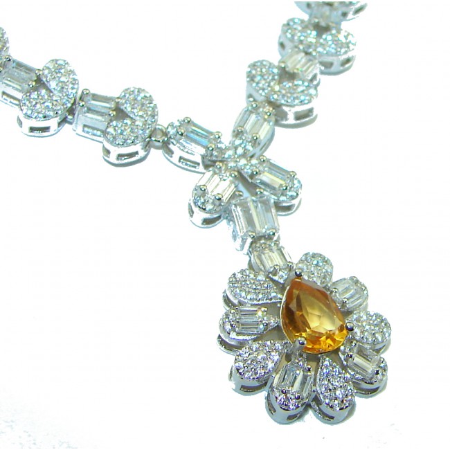 Emma - Classic Design 5.5 carat Citrine .925 Sterling Silver handmade necklace