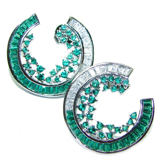 5.5 carat Emerald .925 Sterling Silver handcrafted earrings