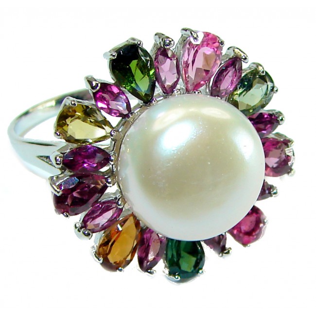 infinity authentic Pearl Tourmaline .925 Sterling Silver brilliantly handcrafted ring s. 8