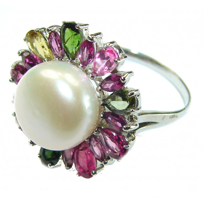 infinity authentic Pearl Tourmaline .925 Sterling Silver brilliantly handcrafted ring s. 8