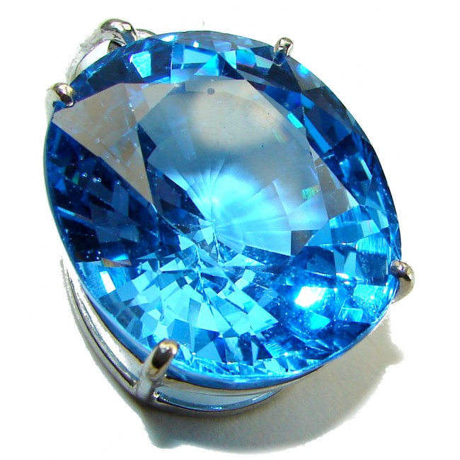 Pacifica 45.5 carat oval cut Swiss Blue Topaz .925 Sterling Silver handmade Pendant