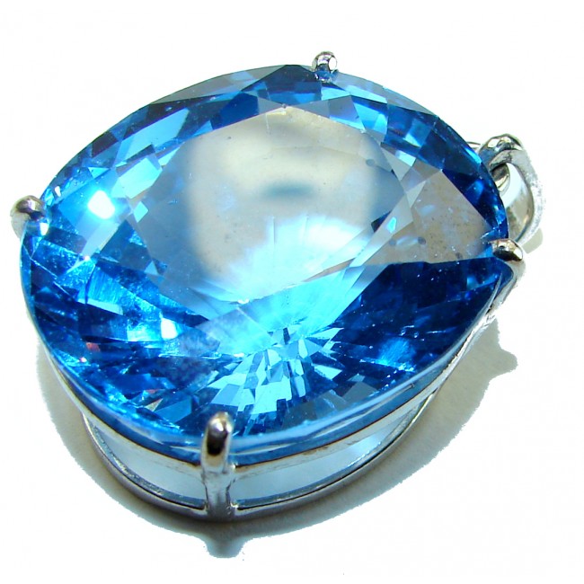 Pacifica 45.5 carat oval cut Swiss Blue Topaz .925 Sterling Silver handmade Pendant