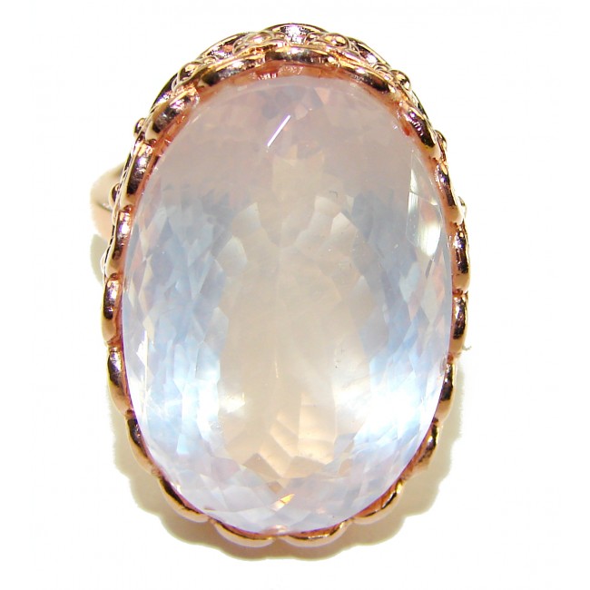 Oversized Authentic 35.5 carat Brazilian Rose Quartz 14k Gold over .925 Sterling Silver incredible Ring size 8 adjustable