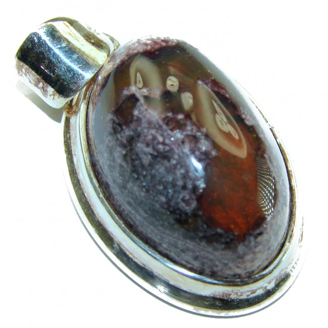 Natural 34.2 carat Mexican Fire Opal .925 Sterling Silver handmade Pendant