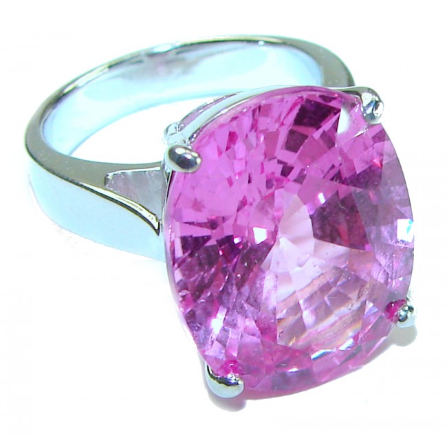 Blooming Orchid 16.5 carat OVAL cut Pink Sapphire .925 Silver handcrafted Cocktail Ring s. 5 3/4