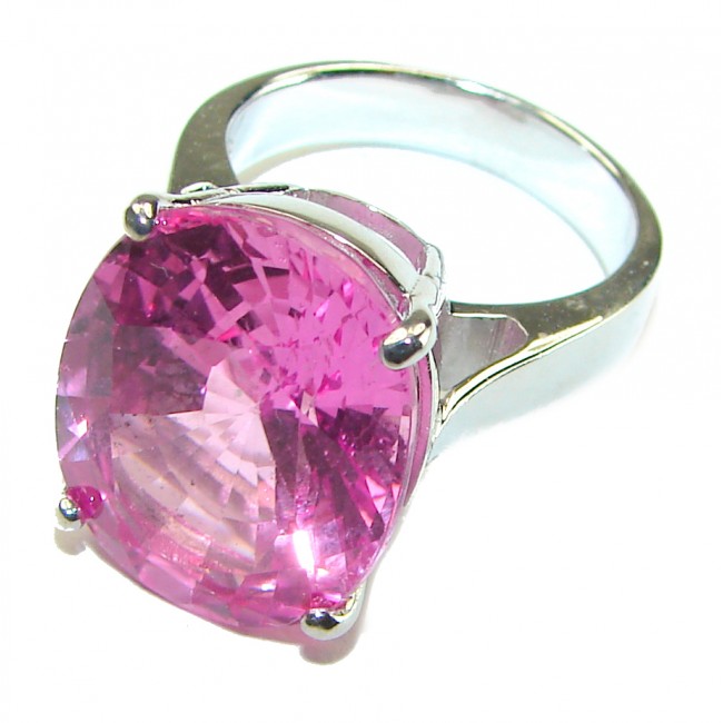 Blooming Orchid 16.5 carat OVAL cut Pink Sapphire .925 Silver handcrafted Cocktail Ring s. 5 3/4