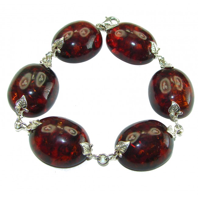 Cognac Color Beautiful Amber .925 Sterling Silver handcrafted Bracelet