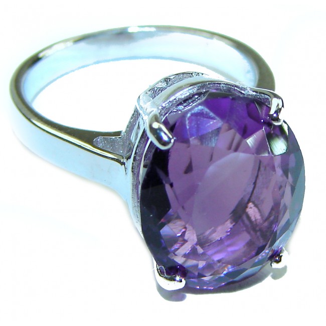 Dramatic design 10.8 carat Amethyst .925 Sterling Silver Handcrafted Ring size 6