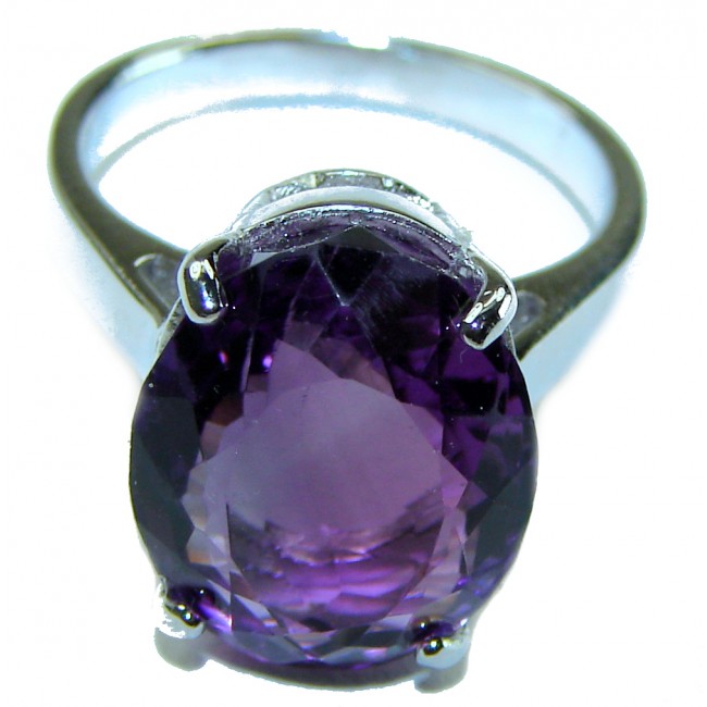 Dramatic design 10.8 carat Amethyst .925 Sterling Silver Handcrafted Ring size 6