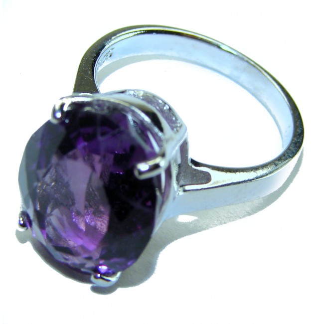 Dramatic design 10.8 carat Amethyst .925 Sterling Silver Handcrafted Ring size 6