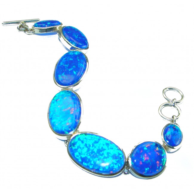 Sublime Brilliance Australian Doublet Opal .925 Sterling Silver handcrafted bracelet