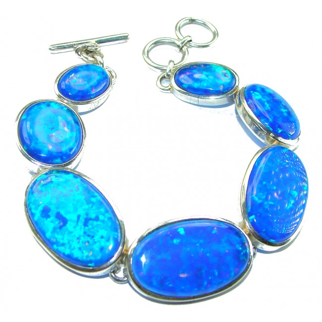 Sublime Brilliance Australian Doublet Opal .925 Sterling Silver handcrafted bracelet