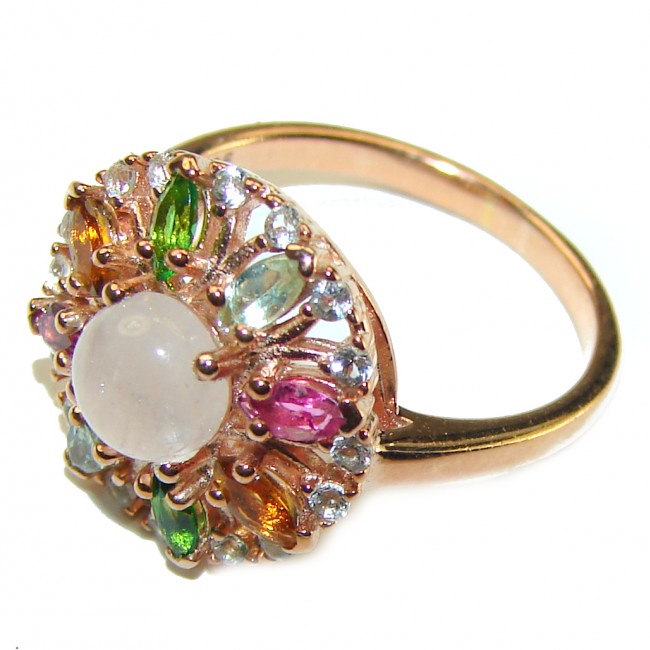 Exceptional 2.1 carat Morganite 14K Rose Gold over .925 Sterling Silver handcrafted ring s. 7