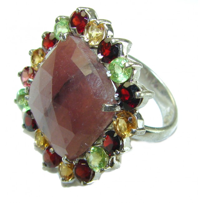 Scarlet Starlight Authentic 30.2 carat Ruby .925 Sterling Silver handcrafted Statement Ring s. 8