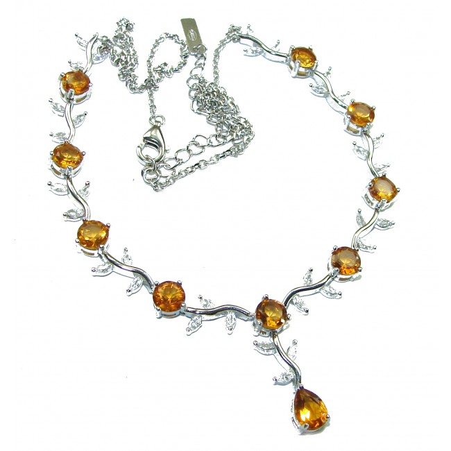 Authentic 12.2 carat Citrine 14K Gold over .925 Sterling Silver handmade necklace