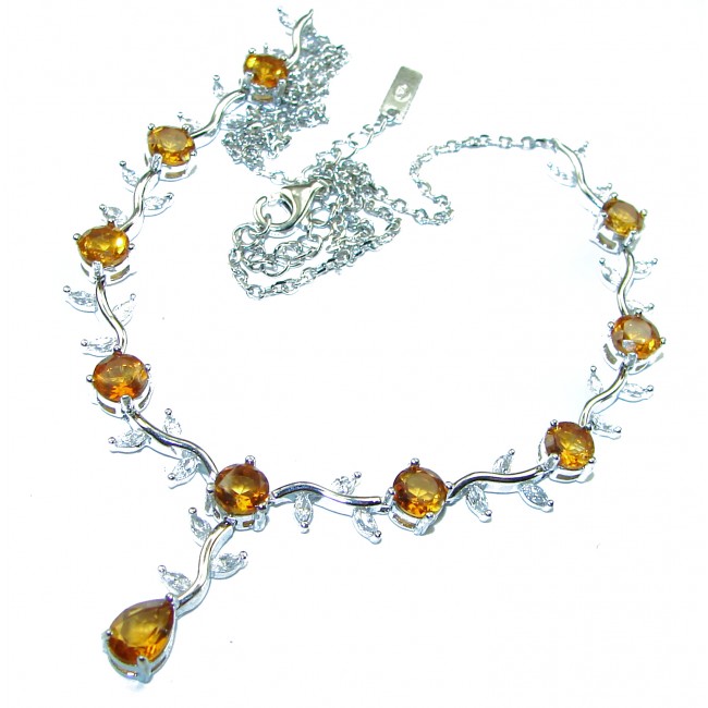 Authentic 12.2 carat Citrine 14K Gold over .925 Sterling Silver handmade necklace