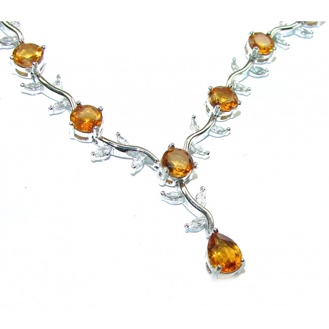 Authentic 12.2 carat Citrine 14K Gold over .925 Sterling Silver handmade necklace