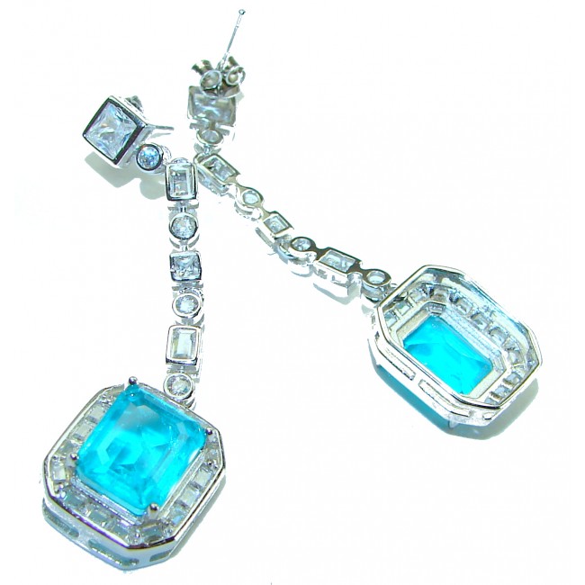 Incredible 8.5 carat Paraiba Tourmaline .925 Sterling Silver entirely handmade earrings