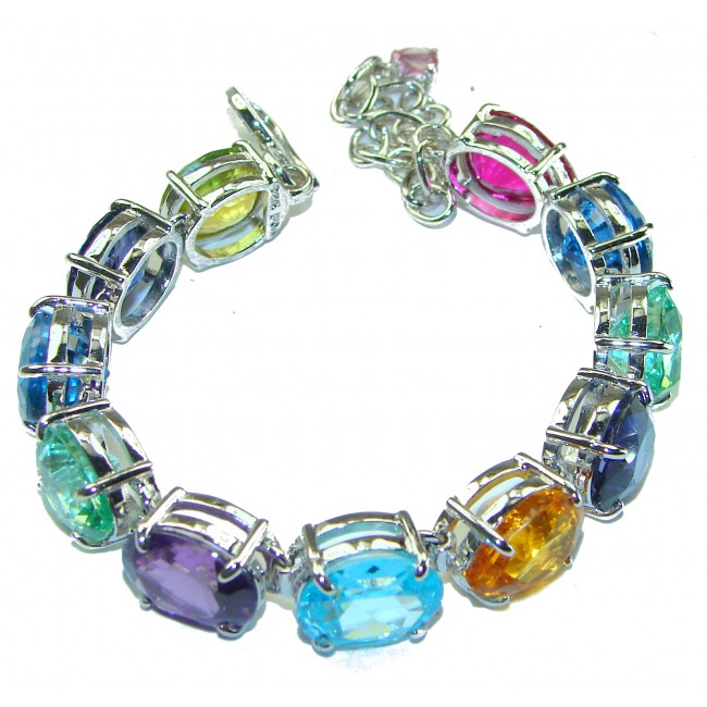 Tutti Frutti multi-colored Topaz .925 Sterling Silver brilliantly handcrafted Bracelet