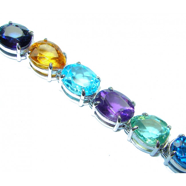 Tutti Frutti multi-colored Topaz .925 Sterling Silver brilliantly handcrafted Bracelet