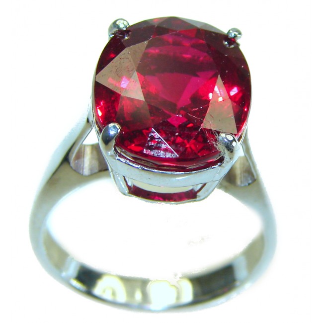 Premium Ouro Fino 15.5 carat Red Topaz .925 Silver handcrafted Large Cocktail Ring s. 7