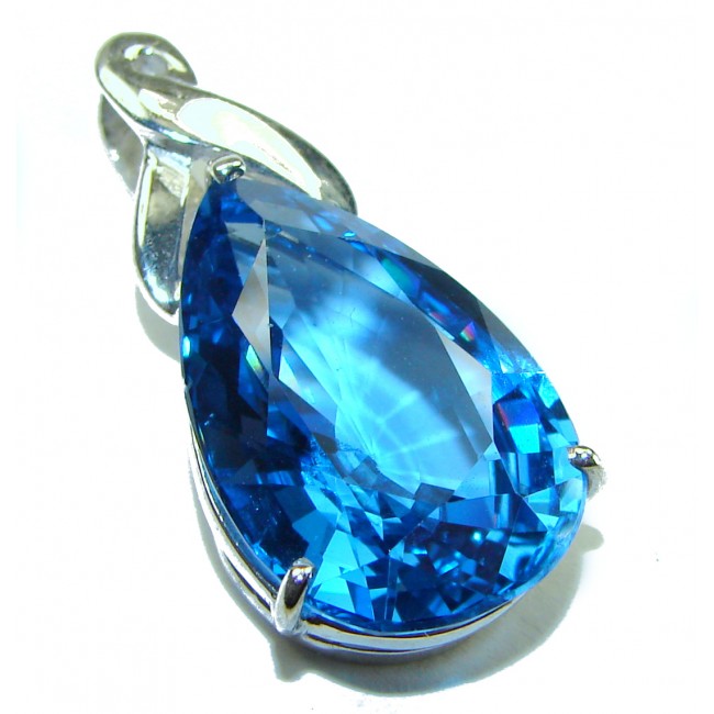 Enchanted Ocean drop 16.5 carat London Blue Topaz .925 Sterling Silver handmade Pendant