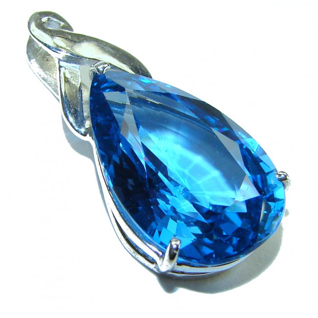 Enchanted Ocean drop 16.5 carat London Blue Topaz .925 Sterling Silver handmade Pendant