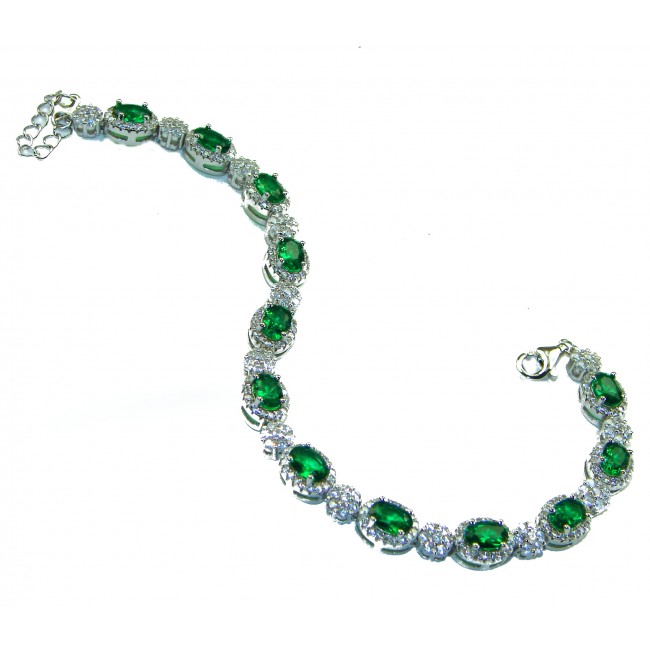 Natural 18 carat Chrome Diopside .925 Sterling Silver handcrafted Bracelet