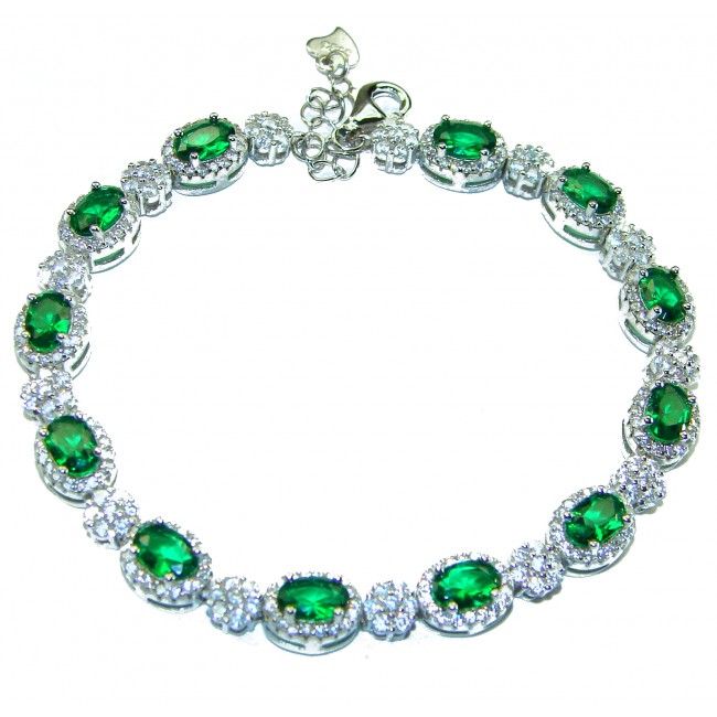 Natural 18 carat Chrome Diopside .925 Sterling Silver handcrafted Bracelet