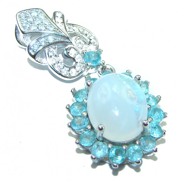 Vivien 7.2 carat Rainbow Moonstone .925 Sterling Silver handmade pendant