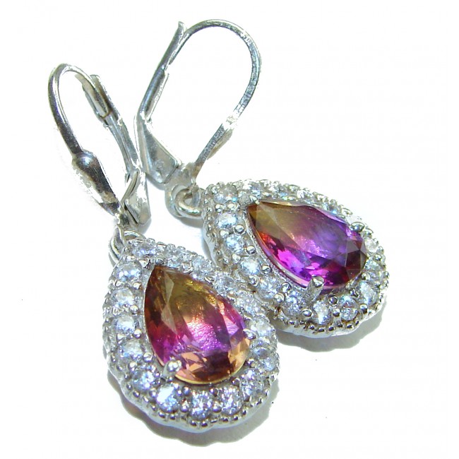 6.2 carat Ametrine .925 Sterling Silver entirely handmade earrings