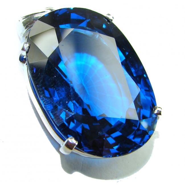 Enchanted Waterdrop 55.5 carat London Blue Topaz .925 Sterling Silver handmade Pendant