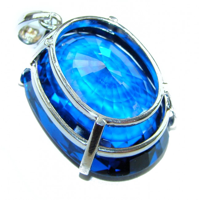 Enchanted Waterdrop 55.5 carat London Blue Topaz .925 Sterling Silver handmade Pendant