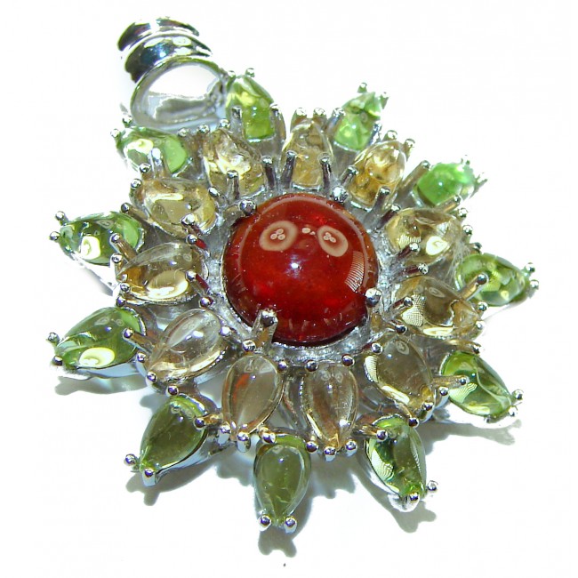 Carmen authentic 4.5 carat Garnet .925 Sterling Silver handcrafted pendant