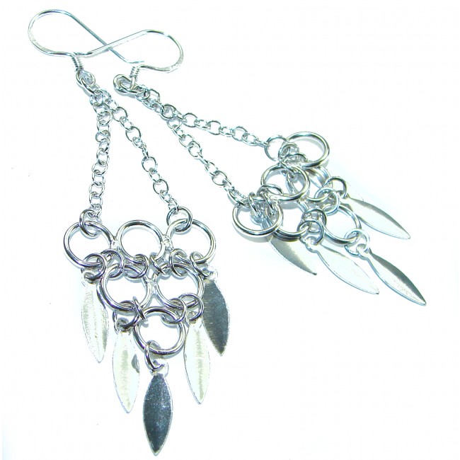 Free Spirit .925 Sterling Silver handmade Bali made long Earrings