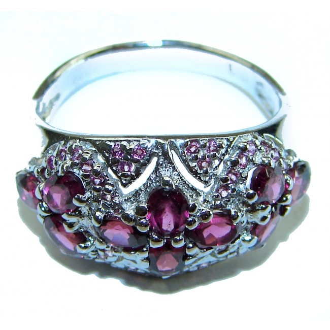 Rose Garden Beauty authentic Garnet .925 Sterling Silver handcrafted ring size 8 3/4