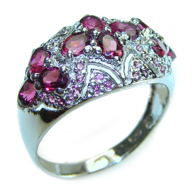 Rose Garden Beauty authentic Garnet .925 Sterling Silver handcrafted ring size 8 3/4