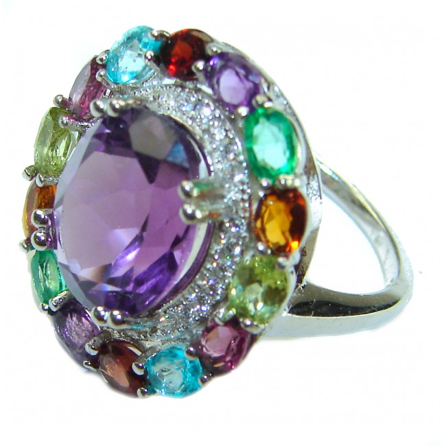 Beatrice- Dramatic design 10.8 carat Amethyst .925 Sterling Silver Handcrafted Ring size 7