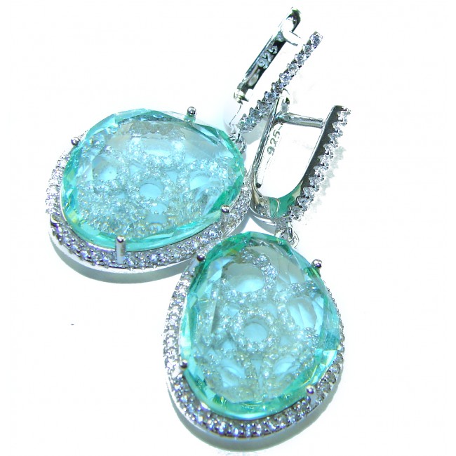 Divine Beauty 18.5 carat Aquamarine .925 Sterling Silver Handcrafted Earrings