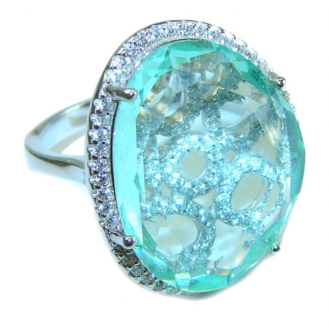 Divine Beauty 18.5 carat Aquamarine .925 Sterling Silver Handcrafted Ring size 7 1/4