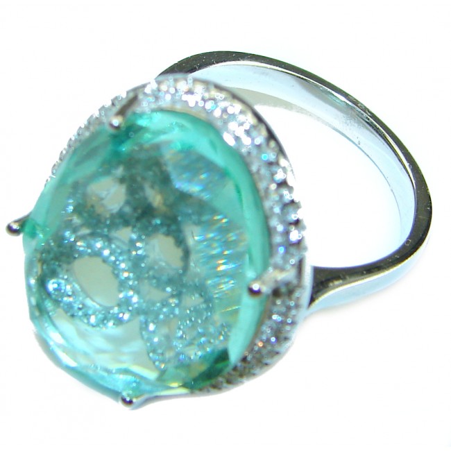 Divine Beauty 18.5 carat Aquamarine .925 Sterling Silver Handcrafted Ring size 7 1/4