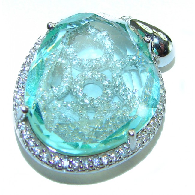 Divine Beauty 12.5 carat Aquamarine .925 Sterling Silver Handcrafted pendant