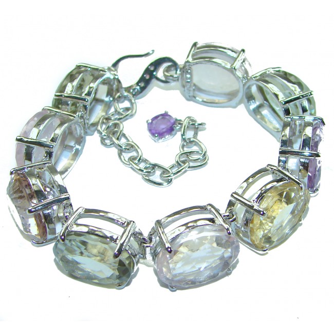 Very Special 102.4 carat Natural Multigem .925 Sterling Silver handmade Bracelet