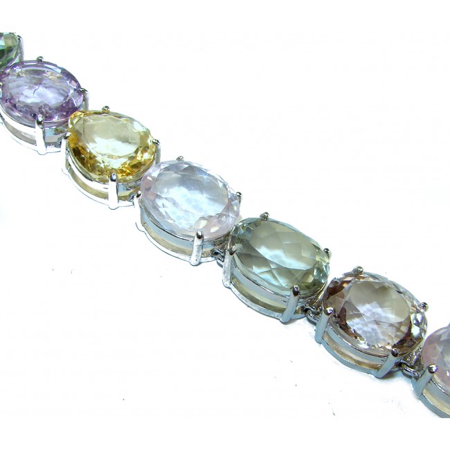 Very Special 102.4 carat Natural Multigem .925 Sterling Silver handmade Bracelet