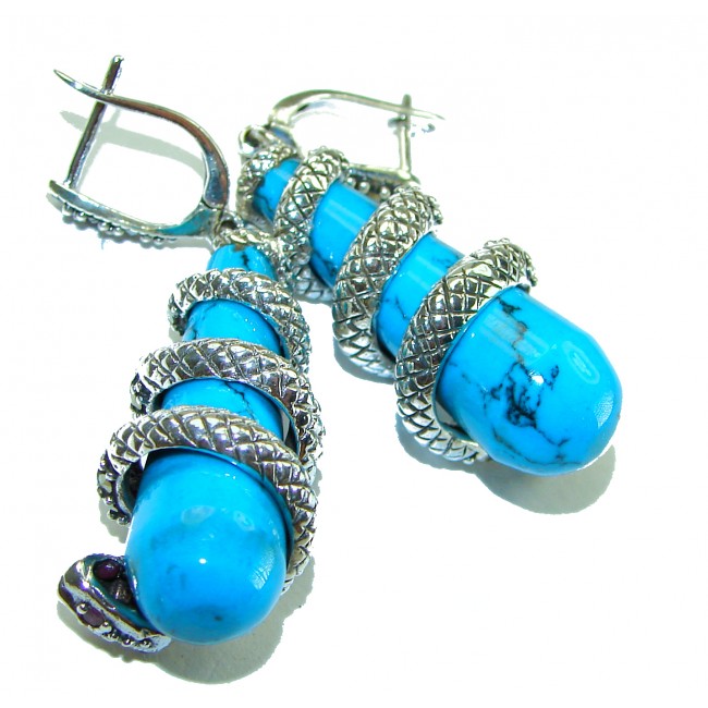 Boa Snakes Turquoise Marcasite .925 Sterling Silver handcrafted Earrings