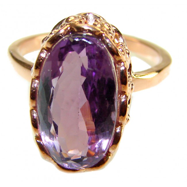 Dramatic design 15.8 carat Amethyst 18K Rose Gold over .925 Sterling Silver Handcrafted Ring size 9 1/2